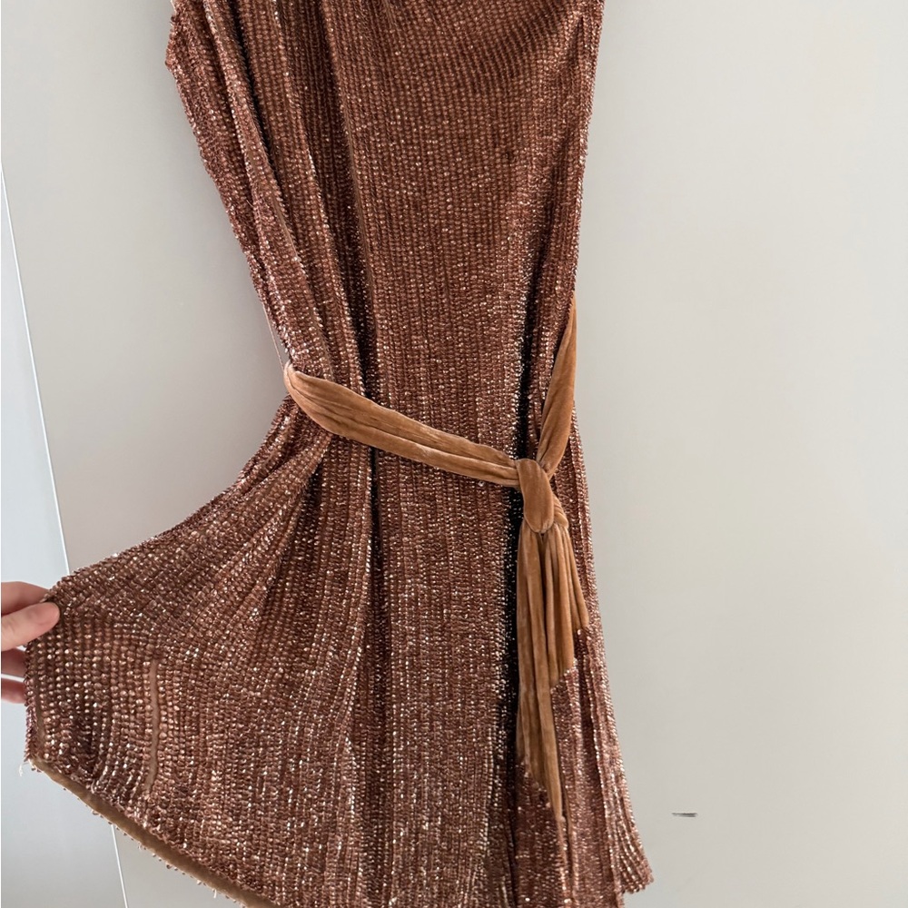 Retrofete One-Shoulder Tan Dress - Picture 10 of 11